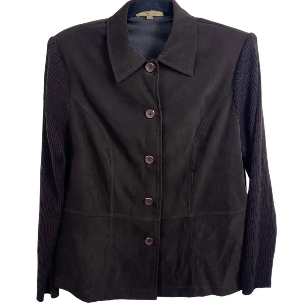 Women's Notations Brown Button Up Jacket XL Petite - Picture 4 of 4